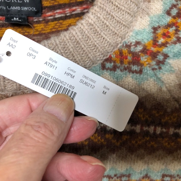 J Crew Men's Fair Isle Sweater, Brown Multi-Colour Size Medium NEW WITH TAGS - Picture 3 of 6